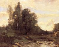 Corot, Jean-Baptiste-Camille - Le Torrent Pierreaux (Crepuscule) , The Pierreaux Torrent (Twilight)